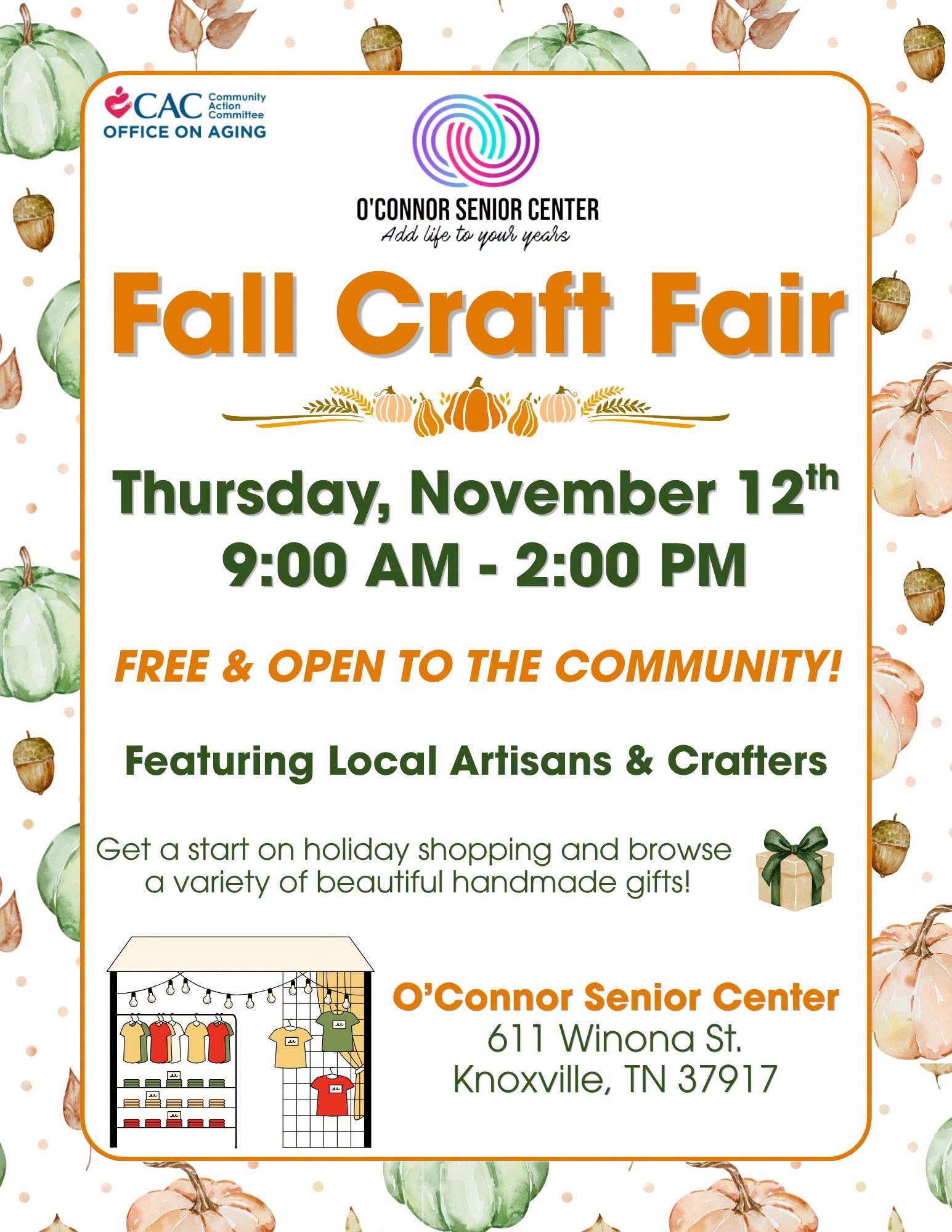O&rsquo;Connor Fall Craft Fair flyer for November 12