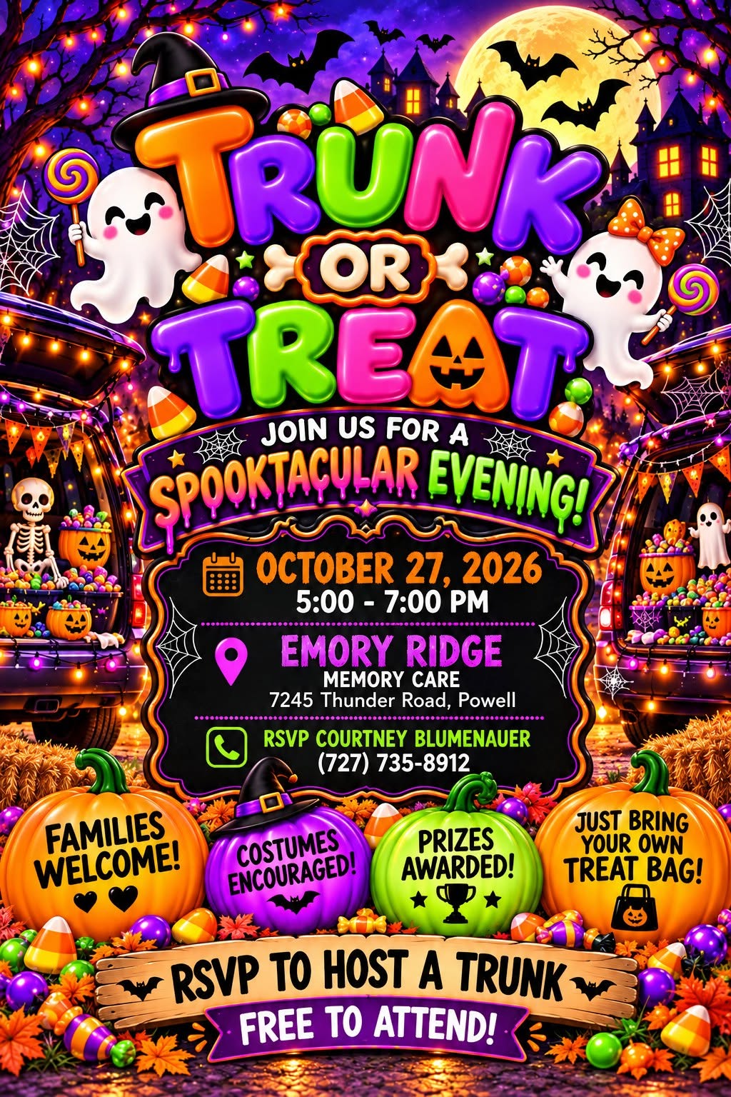 Trunk or Treat at 7425 Thunder Road in Powell, October 27